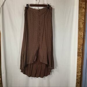 Abercrombie & Fitch Pin Up Brown & White Mini Polka Dots slit Skirt XL